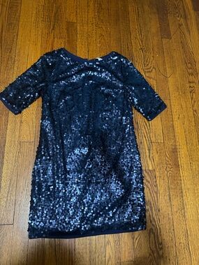 Navy Sequin Shift Dress